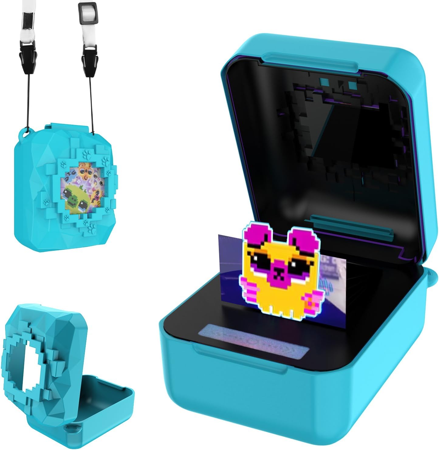 Olycism Silicone Case for Disney Bitzee with Adjustable Lanyard Made from Safe Material Compact and Portable Bitzee Case Effectively Protect Bitzee Interactive Digital Pet for Kids Cyan
