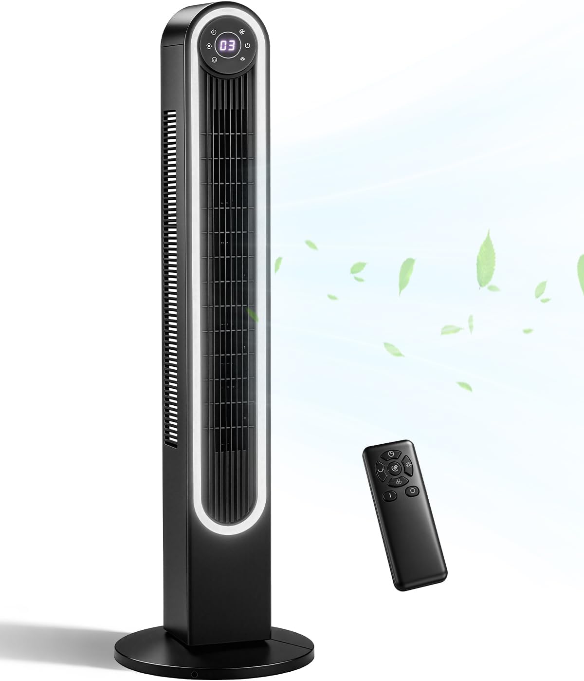 Winado 42" Bladeless Tower Fan for Cooling Home Office Bedroom | Ultra-Quiet Portable Floor Fan with Remote Control, LED Display, Adjustable 150° Oscillating, 3 Speeds, 4 Modes & 9H Timer