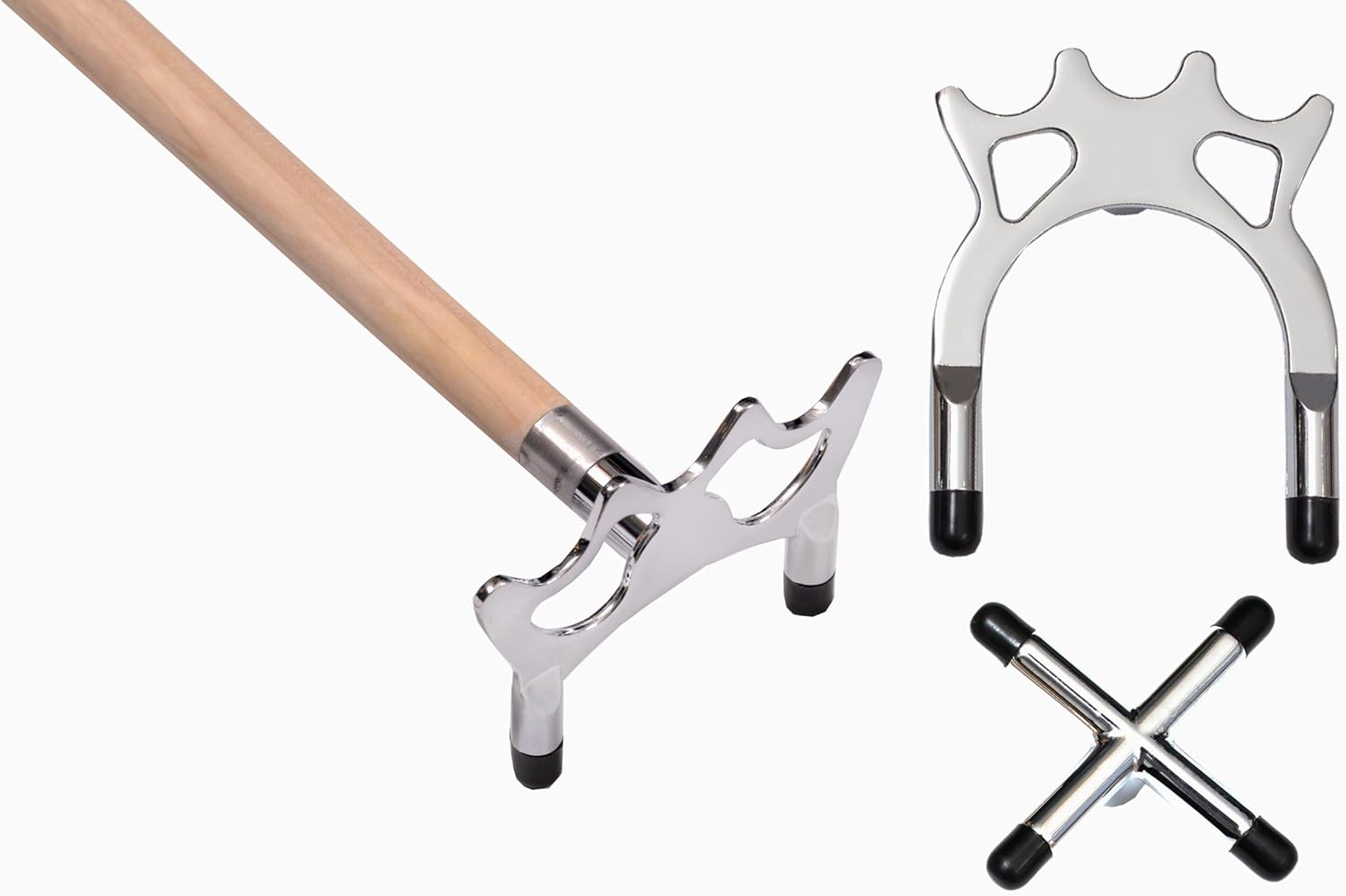 Accuplay Billiards 57" 2 Piece Maple Pool Bridge Stick, Choose Regular, Spider, Cross or All 3 Bridge Heads