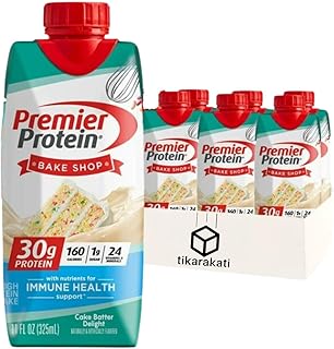 Protein Shake Cake Batter Delight, Premier Shake is Ready to Drink Shake 11Fl oz, 30g High Protein Packaged (6 Pack)