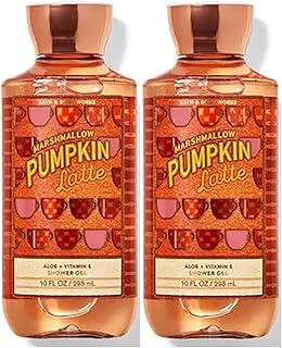 Bath & Body Works Marshmallow Pumpkin Latte Shower Gel Gift Sets 10 Oz 2 Pack (Marshmallow Latte) 20 ounces