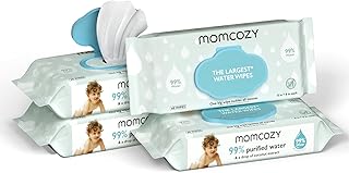 Baby Wipes, Momcozy Water Wipes-Extra Large Size Design, 99% Water Based Wipes, Unscented & Hypoallergenic, Cleansing & Moisturizing Baby Wipes for Sensitive Skin, 240 Count (4 Packs)