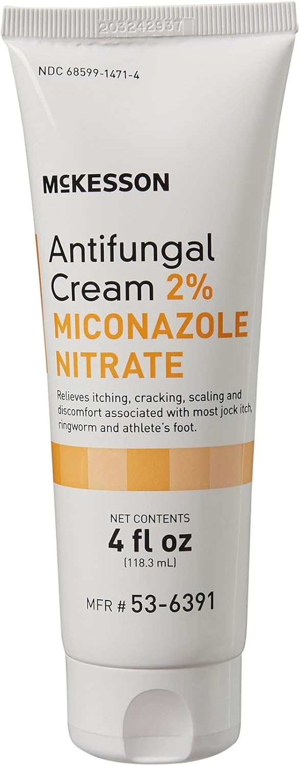 McKesson Antifungal Cream, 2% Miconazole Nitrate - Relieves Itching, Burning, Cracking from Jock Itch, Ringworm and Athlete Foot - 4 oz., 1 Count