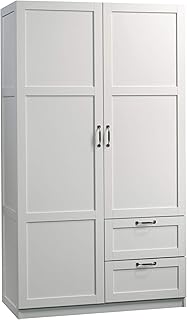 Sauder Miscellaneous Wardrobe/Storage Pantry Cabinet, L: 40.0" x W: 19.45" x H: 71.1", Soft White