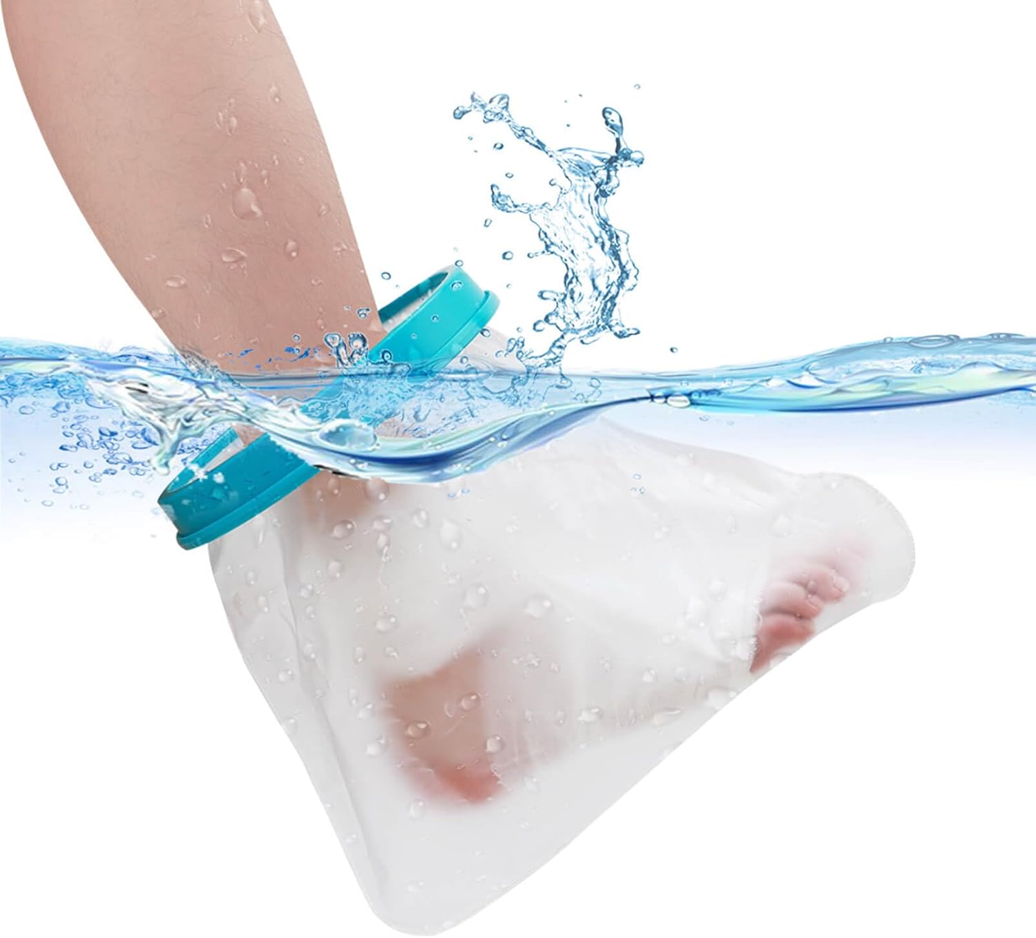 100% Waterproof Foot Cast Cover Wound Protector for Shower Bath, Watertight Cast Bag Covers for Broken Surgery Foot, Wound and Burns - Reusable [2025 Upgrade]