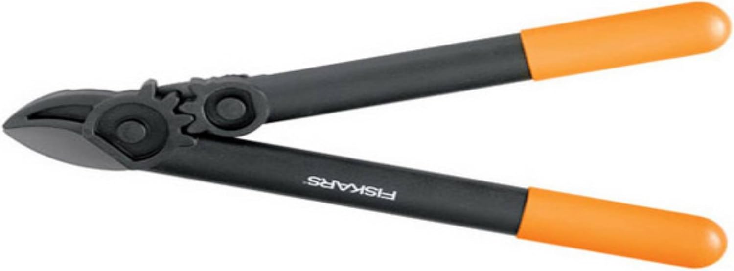 Fiskars PowerGear Loppers Anvil (S) L31, Patented Mechanism PowerGear II, Cutting diameter: 3.5 cm, Hardened steel blades with non-stick coating, Length: 39 cm, Black/Orange, 1000581