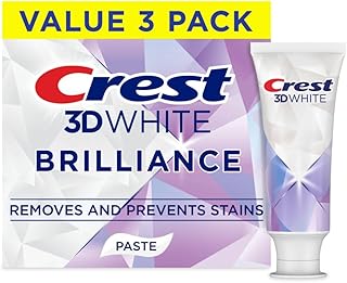 Crest 3D White Brilliance Bright Mint Teeth Whitening Toothpaste, 4.3 oz Pack of 3, 100% More Surface Stain Removal, 24 Hour Active Stain Prevention, Whiter Teeth in 3 Days