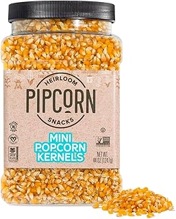 Heirloom Mini Popcorn Kernels by Pipcorn - 44 oz Jar, Unpopped Popcorn, Healthy, Non-GMO, Vegan, Gluten Free Snacks