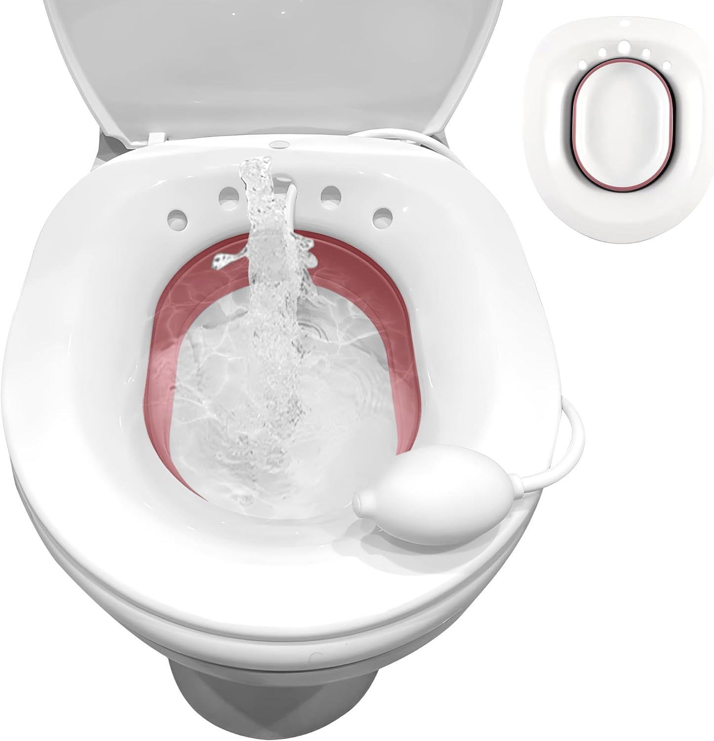 Joey&Viggy Sitz Bath for Hemorrhoid Relief, Postpartum Care & Personal Hygiene – Easy to Use Over Toilet Basin, Soothing Soak for Women and Men (Pink & White)