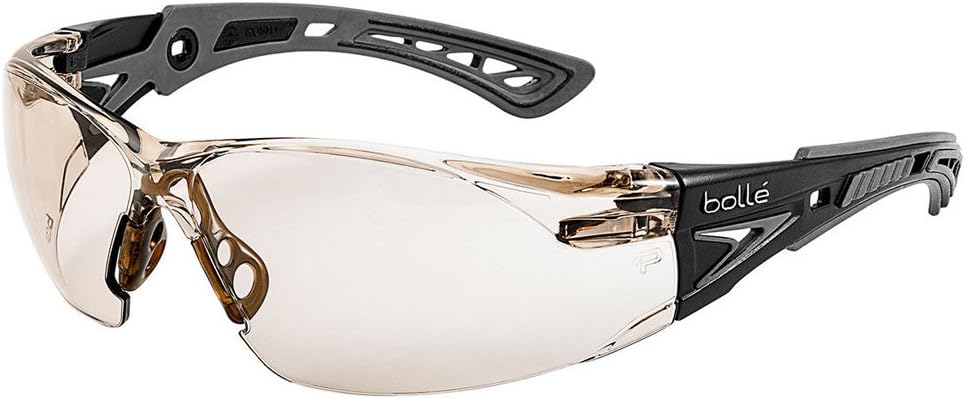 bollé Safety 40209, Rush+ Safety Glasses Platinum®, Black & Grey Frame, CSP Lenses