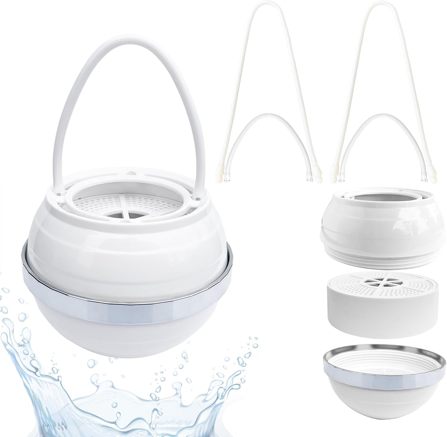 BariSmate 8 Stages Bath Ball Filter Bathtub Filter Bath For Tub Faucet Water Portable Travel Sensitive Hair Skin Replaceable Hard Water Chlorine Purifier (1XBath Ball Filter Set)