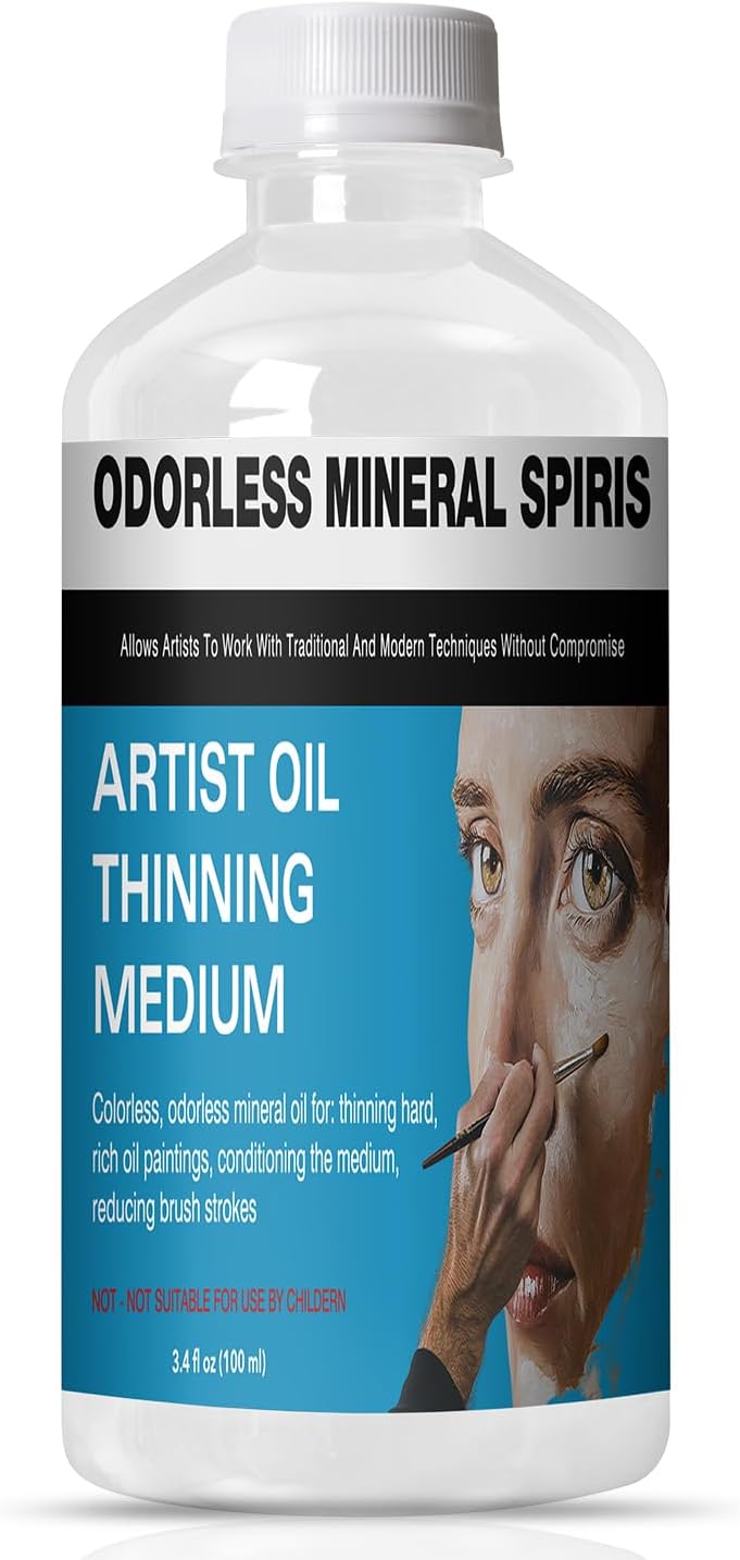 Odorless Paint Thinner for Oil Painting - Oil Painting Supplies for Thinning Oils, Artists, Professionals - 3.4oz