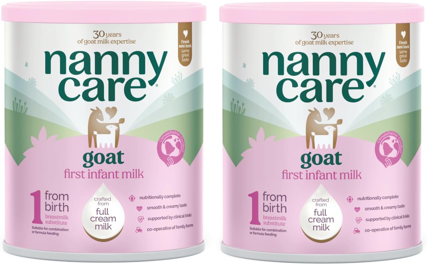 Nannycare Goat Based First Infant Milk – Stage 1 (From Birth) | Baby Powder Made from Whole Goats Milk | Nutritionally Complete Formula for Combination or Bottle Feeding – 800g (2 Pack)