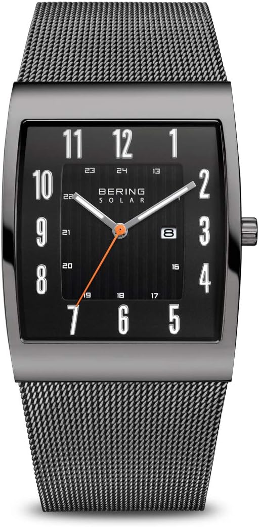 BERING Men Analog Solar Collection Watch with Stainless Steel Strap and Sapphire Crystal, Grey, 33 mm