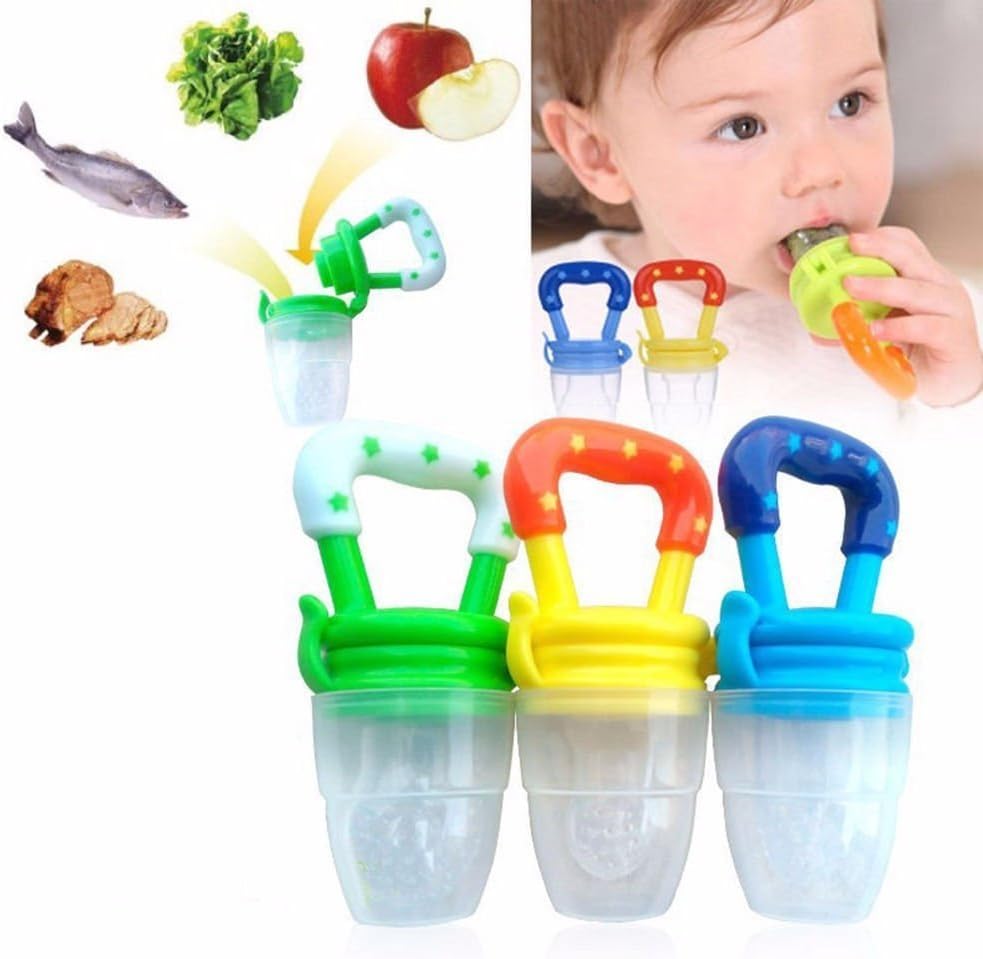 Q4U Baby Dummy Pacifier Fresh Food/Fruit Feeder Feeding Nipple Weaning Teething Nipple Teat Pacifier Tether Soother Pack of 4
