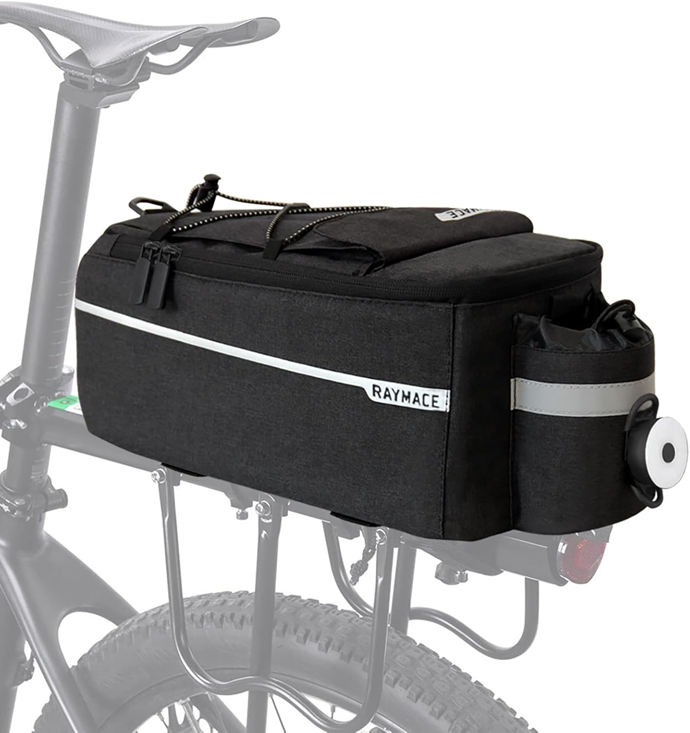 RAYMACE Bike Rear Rack Bag with Tail Light, Bike Truck Cooler Bag for Warm or Cold Items