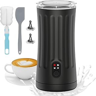 Electric Milk Frother, 4-in-1 Milk Steamer and Frother, 8.1oz/240ml Automatic Warm and Cold Foam Maker, Milk Warmer and Coffee Frother for Latte, Cappuccino, Macchiato(Black), SS-001