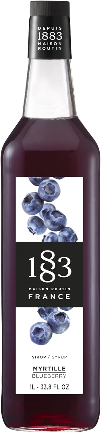 1883 Maison Routin Premium Blueberry Syrup – Natural Fruit Syrup, Perfect for Cocktails & Mocktails, Ice Tea, Smoothies, Desserts – Vegan-Friendly, Allergen-Free – 1L PET Bottle
