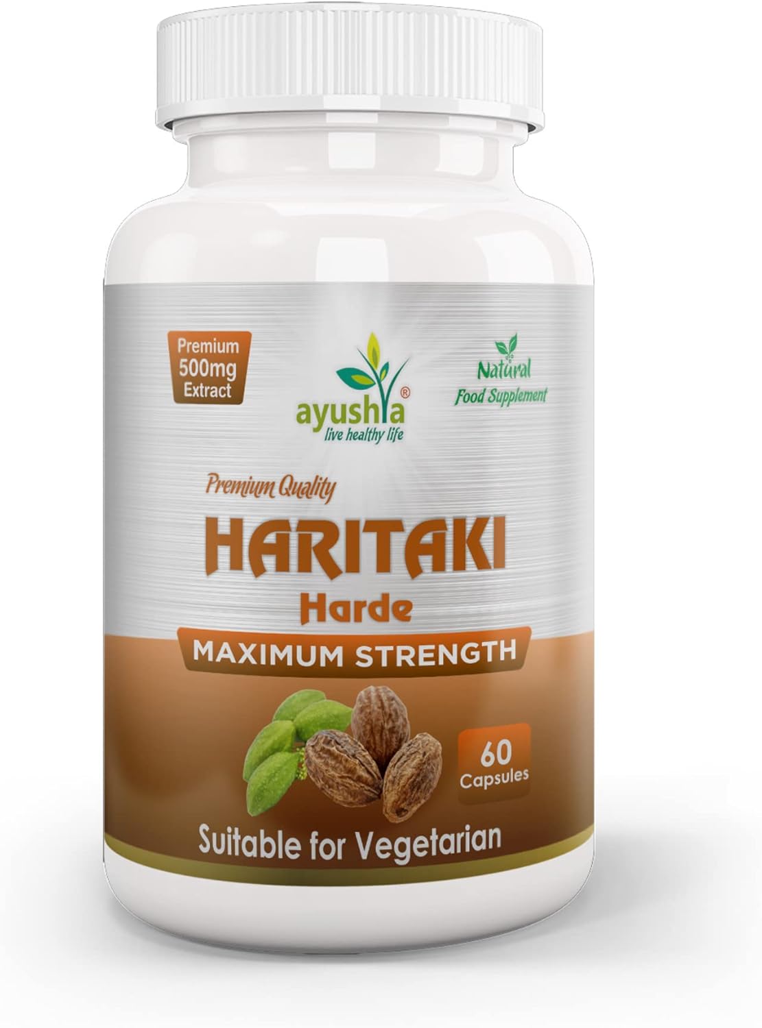 Ayushya Harde (Haritaki) Capsule, 60 Capsules, Natural