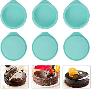 6-Pack Silicone Cake Molds 4 Inch Round Silicone Cake Pans Green Baking Pan Set Silicone Baking Mold DIY Rainbow Cakes and Round Resin Coaster Molds, 0.8 Inch Deep (Green)