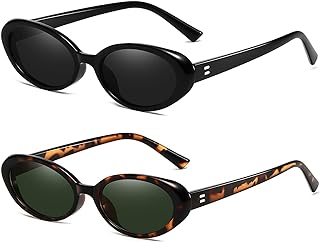 Retro Oval Sunglasses for Women Men Fashion Small Oval Sunglasses 90s Vintage Shades