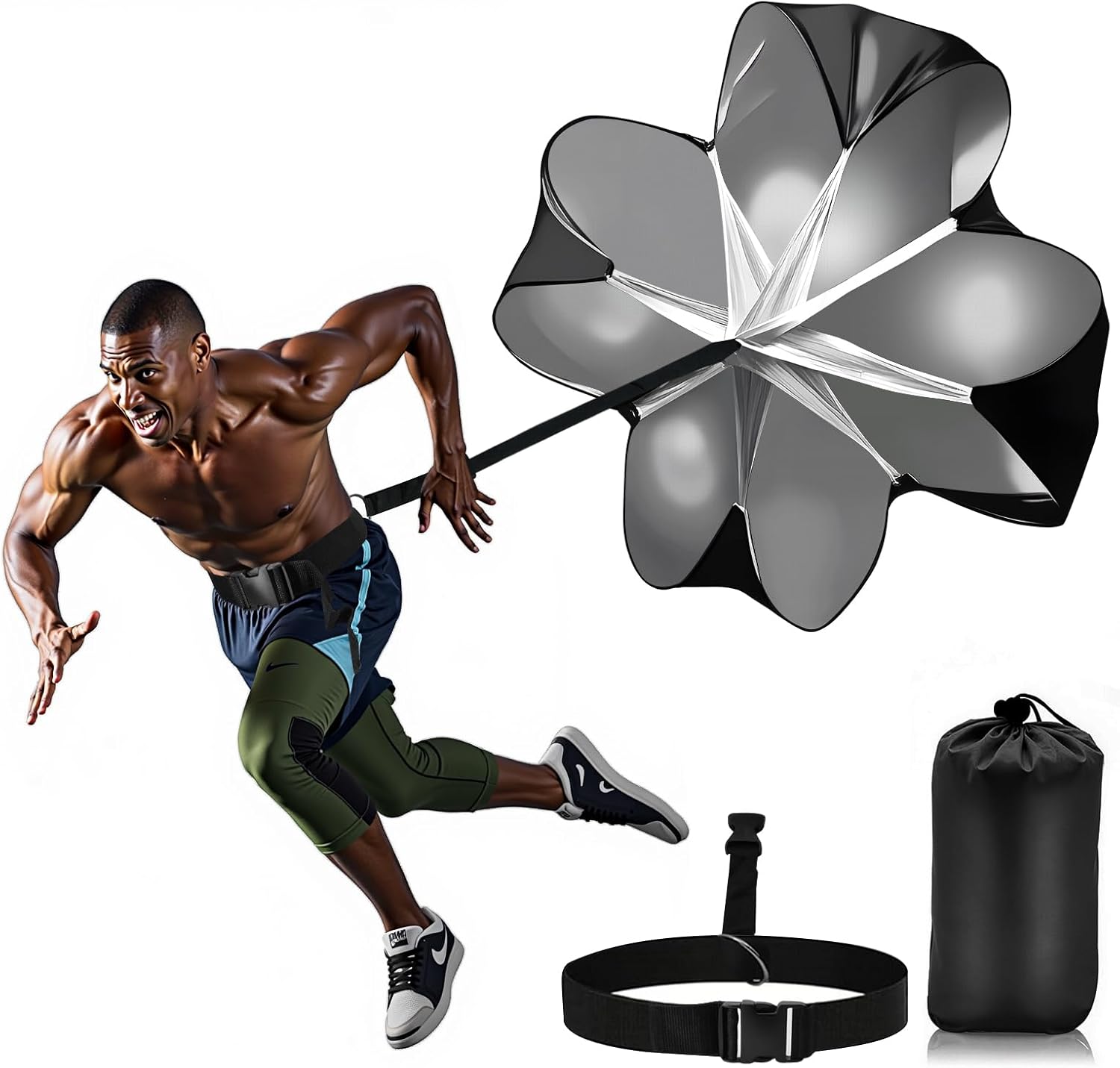 Running Speed Training, 56 inch Speed Drills Resistance Parachute Running Sprint Chute Soccer Football Sport Speed Training