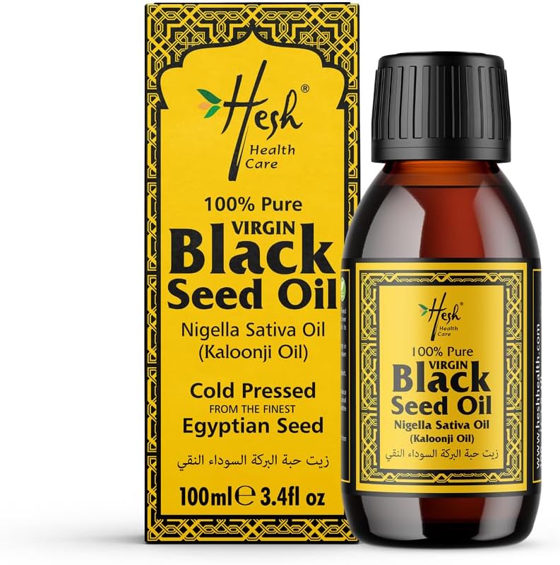 Hesh Organic Black Seed Cold Pressed Oil | Boost Immunity & Reduces Joint Pain | Organic Black Seed Oil for Hair Growth with High Strength Thymoquinone% | Pure Nigella Sativa Oil | Kalonji Oil |100ML