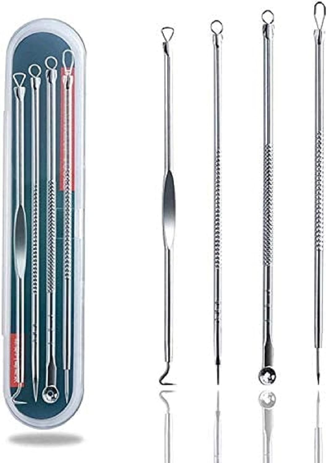 4PCS Blackhead removal tool kit. Four-piece with storage box for nose facial care silver