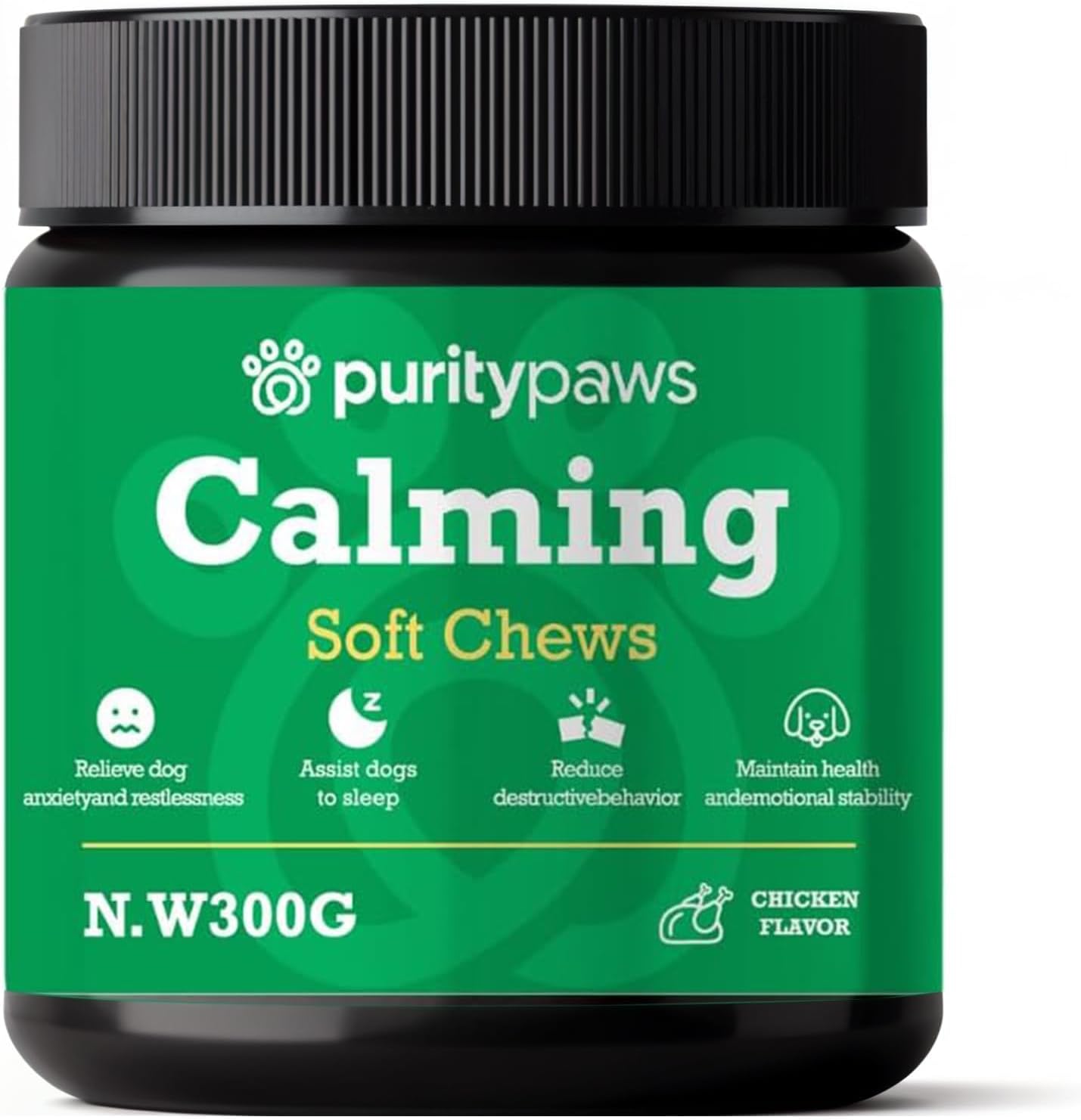 Purity Paws Calming Treats For Dogs - Reduce Stress, Fear, Separation, Barking, Hyperactivity, Reactivity, Aggression, Travel - Calm without Drowsiness dogs (120 Count)