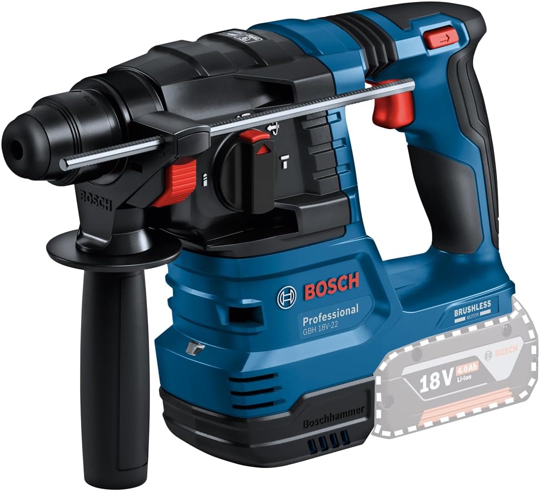 Bosch Professional 18V System Cordless Rotary Hammer GBH 18V-22 (with SDS plus, ideal for drilling 6 mm to 10 mm holes, KickBack Control and Vibration Control, without battery/charger)