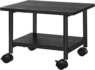 VASAGLE Industrial Under Desk Printer Stand, 2-Tier Mobile Machine Cart with Shelf, Heavy Duty Storage Rack for Office and Home, Black UOPS02B