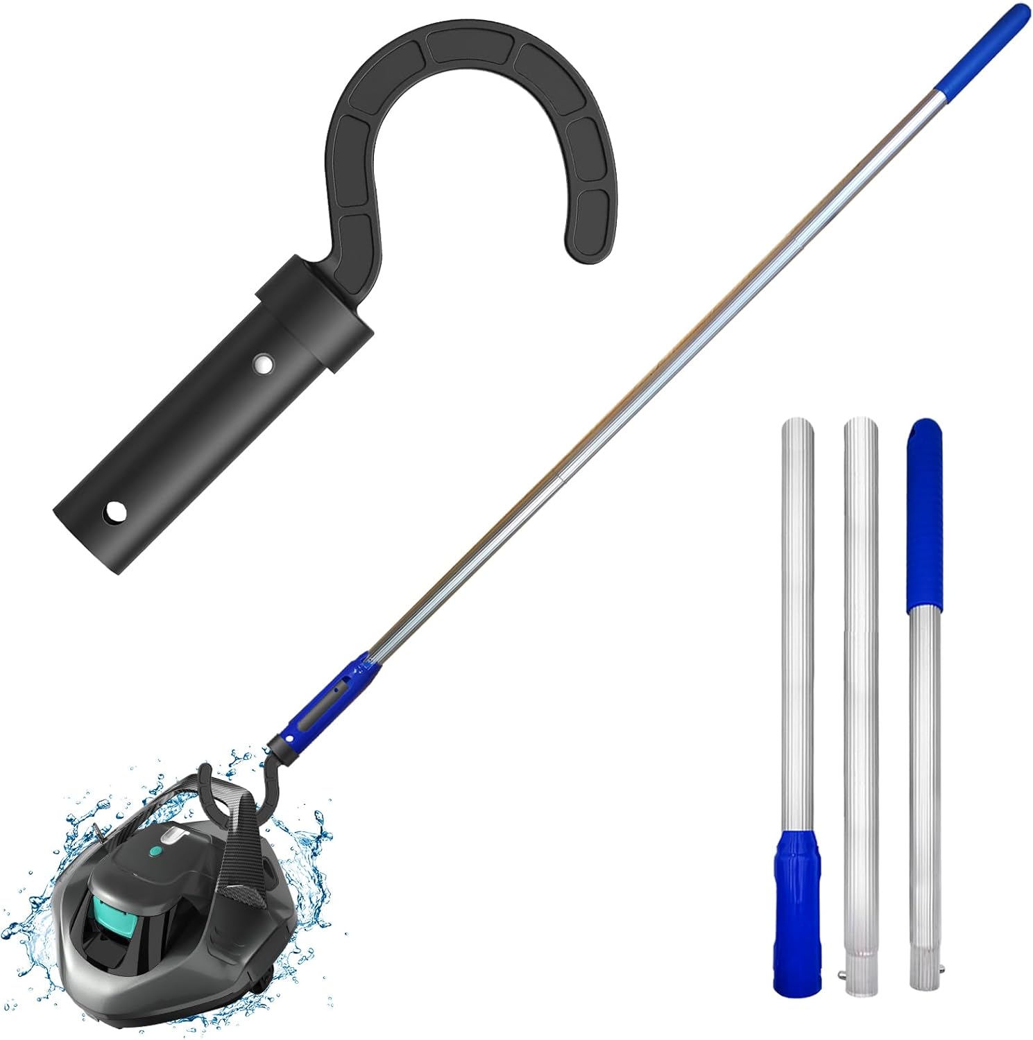 Hook for All Robotic Pool Cleaner with Swimming Pool Pole, Accessories Hook Customized for Pool Vacuum Robot Including Cordless,above Ground and Underwater