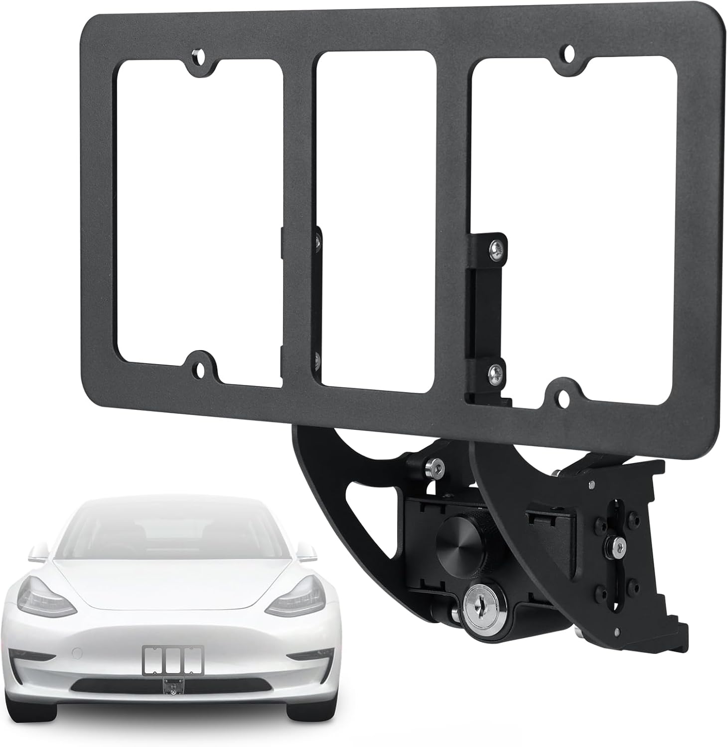 No Drill Front License Plate Holder Fit for 2020-2024 Model Y, 2017-2023 Model 3 with Safety Design, No Adhesives License Frame