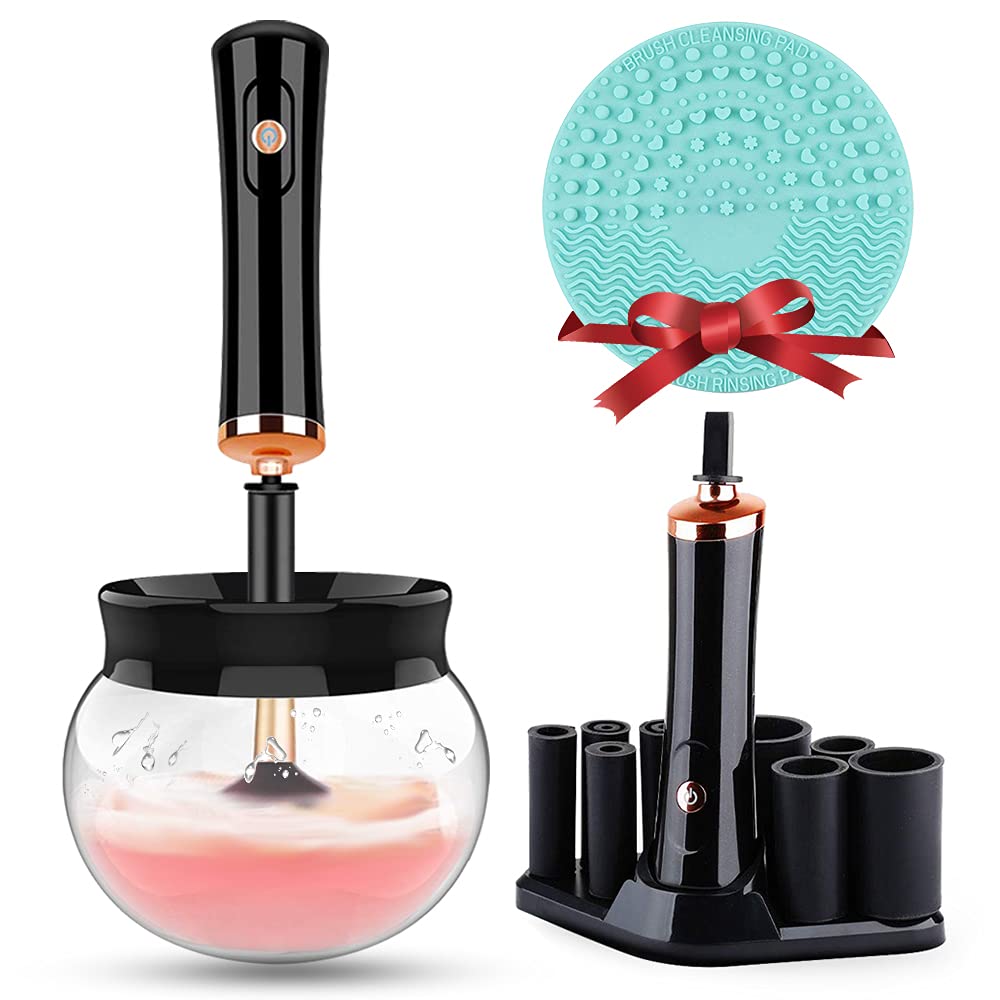 Hangsun Makeup Brush Cleaner and Dryer Machine Electric Cosmetic Make Up Brushes Set Cleaning Tool with 8 Size Rubber Collars Wash and Dry in Seconds