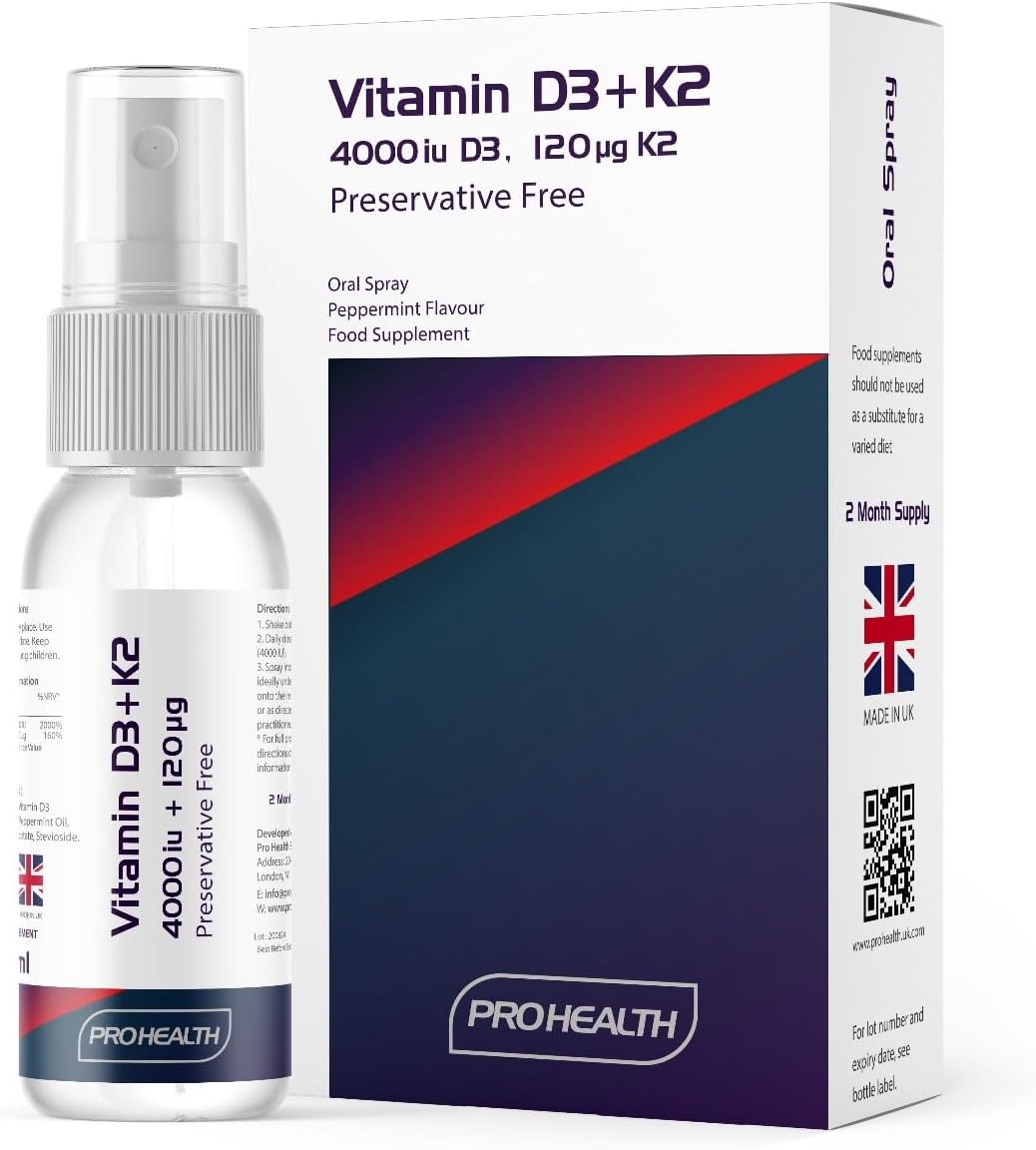 ProHealth Vitamin D3 4000 IU + K2 120 Β΅g, Spray, 2-Month Supply