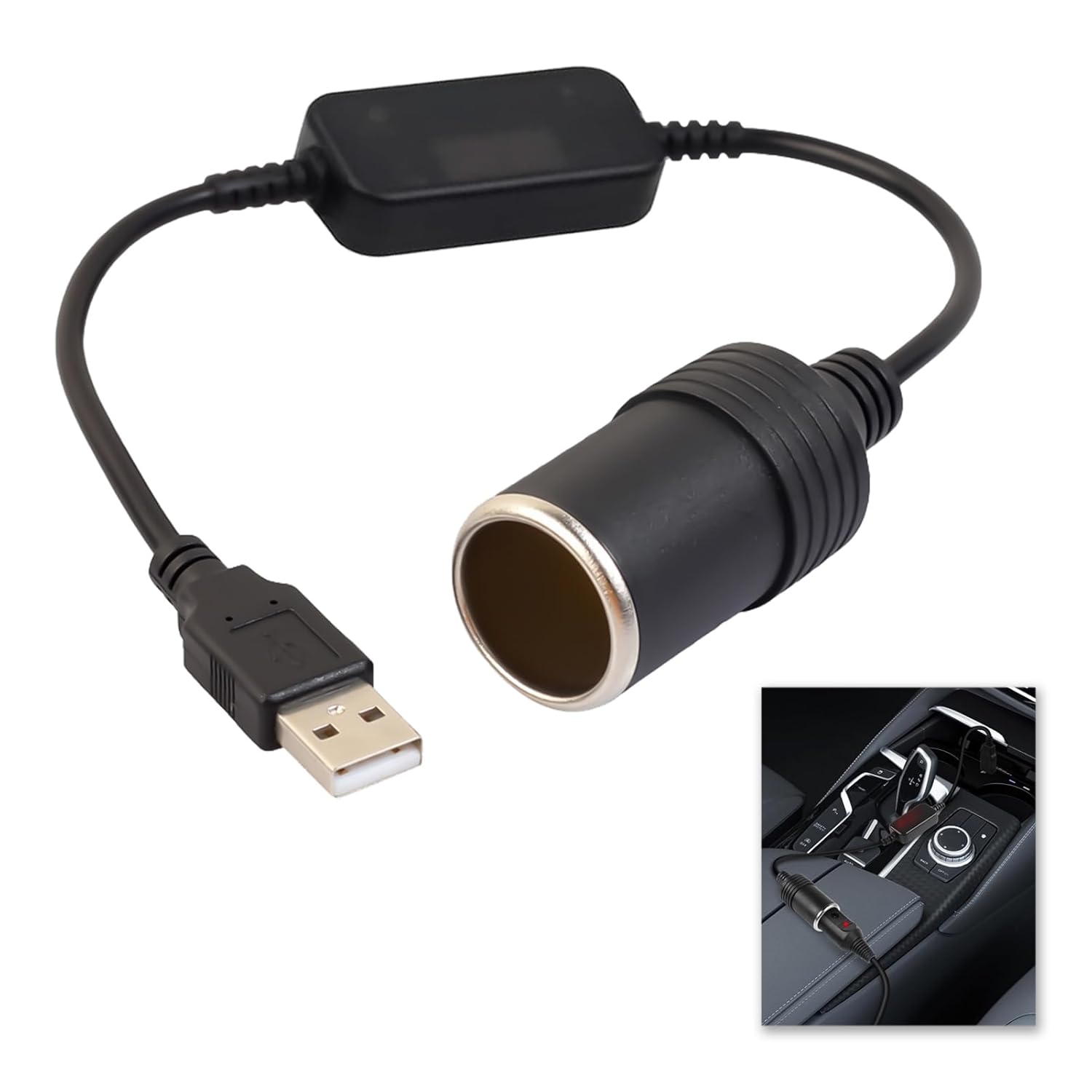 Car Cigarette Lighter Socket, Socket Female Converter Adapter Cord, 5V USB Plug to 12V Female Converter, Safe Power Converter for Dash Cams, GPS, Electronic Devices, Car Charger, Max Power 10W