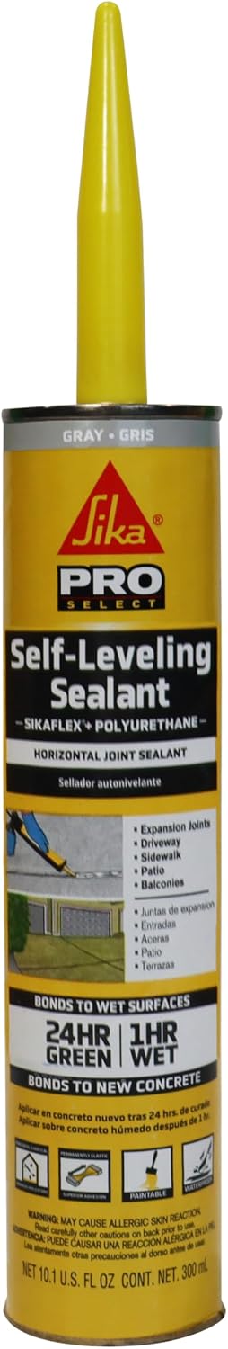 SIKA Sikaflex Self-Leveling Sealant, Gray Polyurethane, Fast Curing, for Concrete Expansion Joints, Waterproof, Paintable, Fills Cracks up to 1.5 in., 10.1 fl. oz Cartridge