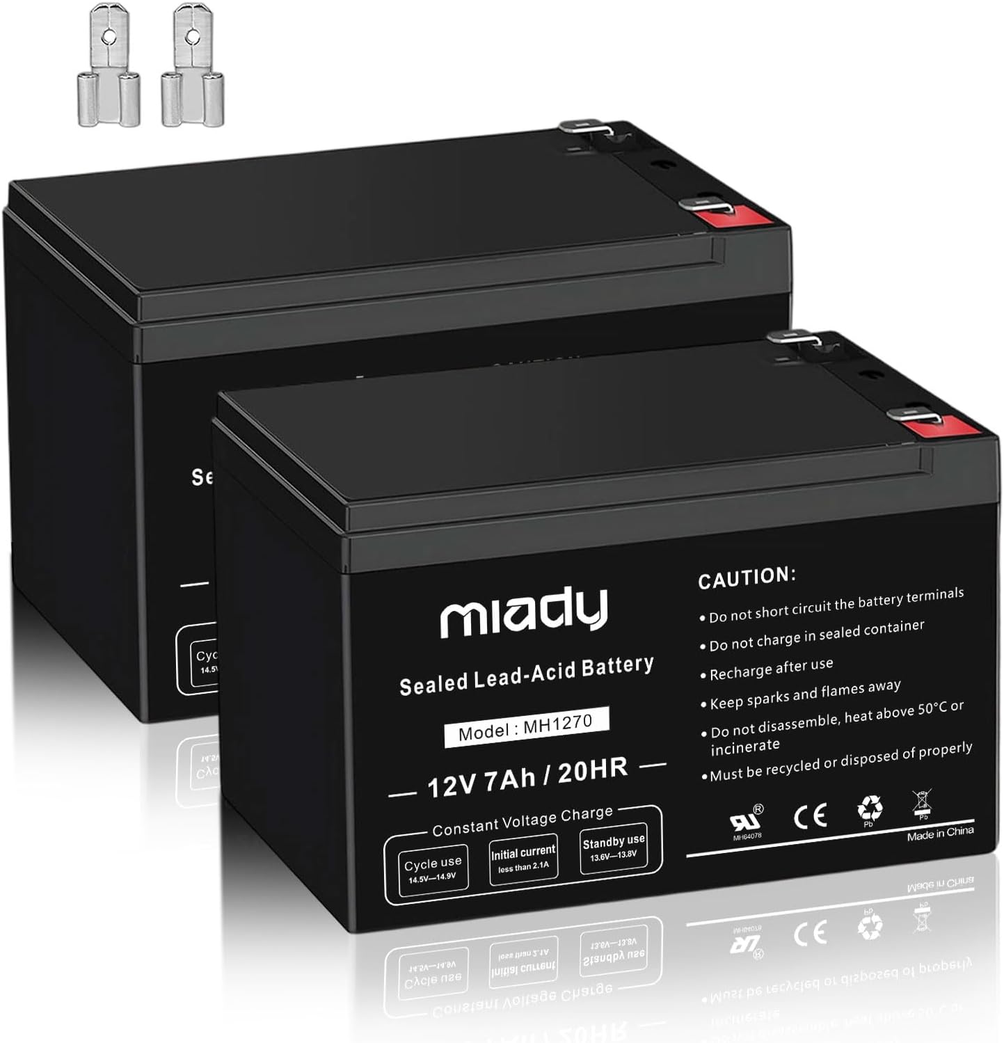 Miady 12V 7Ah Rechargeable Sealed Lead Acid Battery (2 Pack)