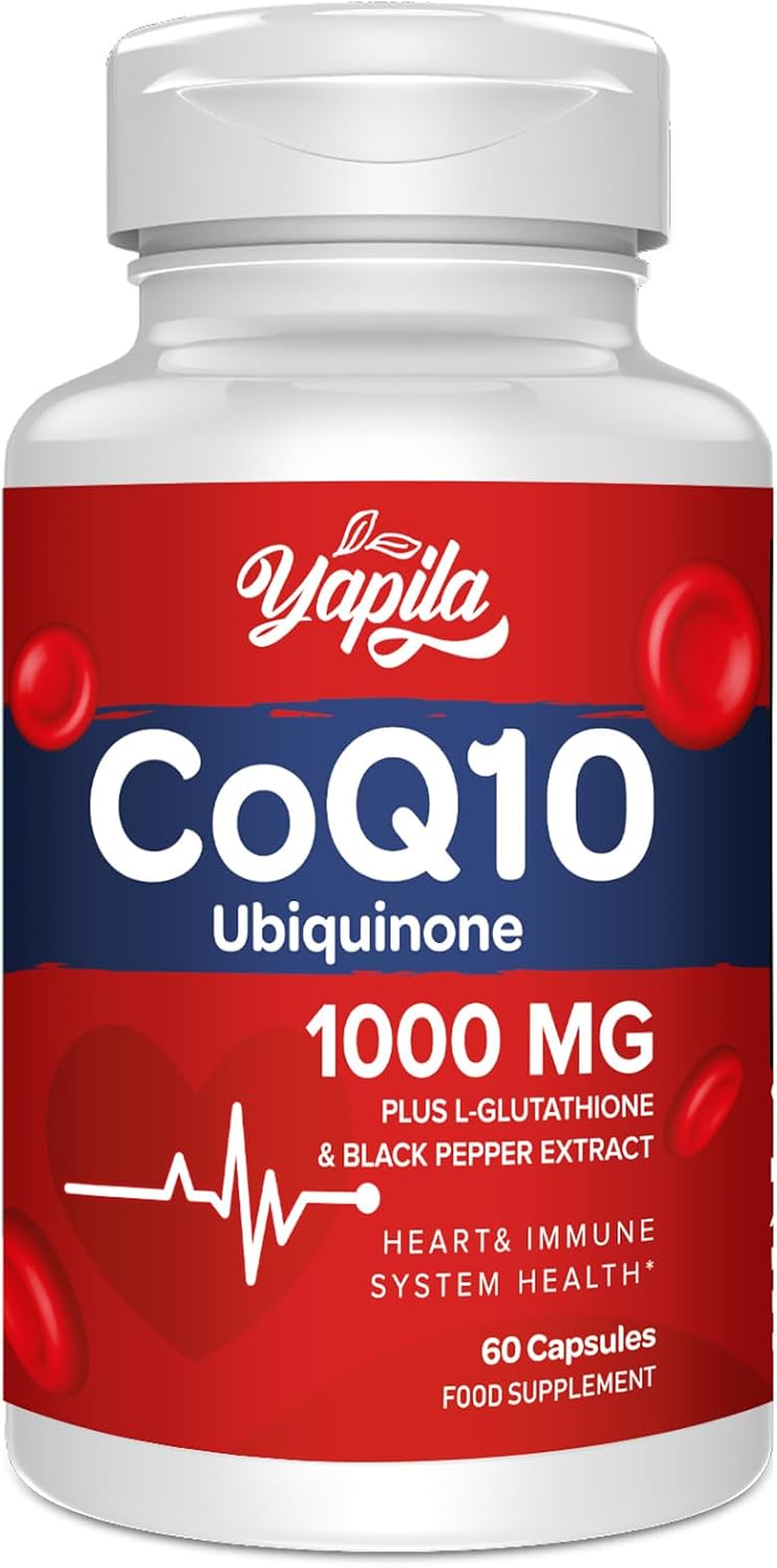 CoQ10 with L-Glutathione 1000 mg Capsules, 100% Fermented Coenzyme Q10
