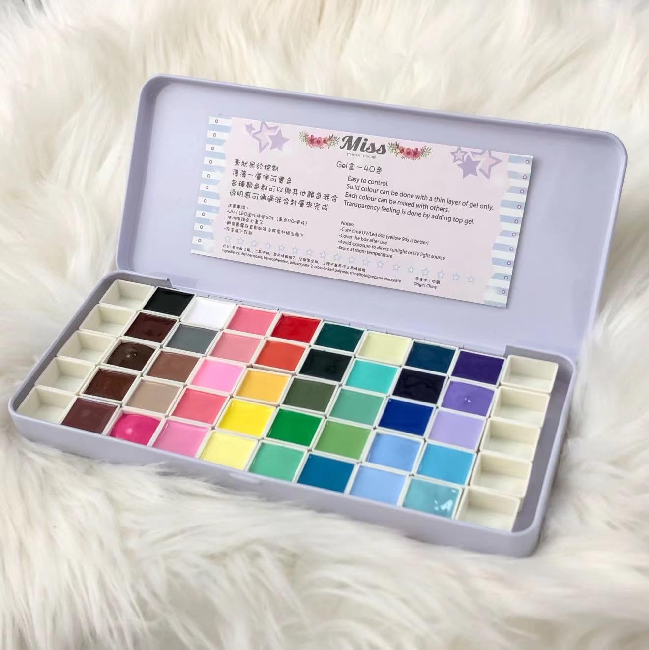 Gel palette Painting gel for nail art 40colors individual squares UV LED for Nail Art DIY