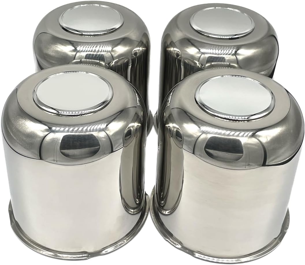 4 Pack 4.25 Inch Center Caps Push Through for Trailer Truck RV Wheel Rims 4.25" Center Bore Chrome Stainless Steel