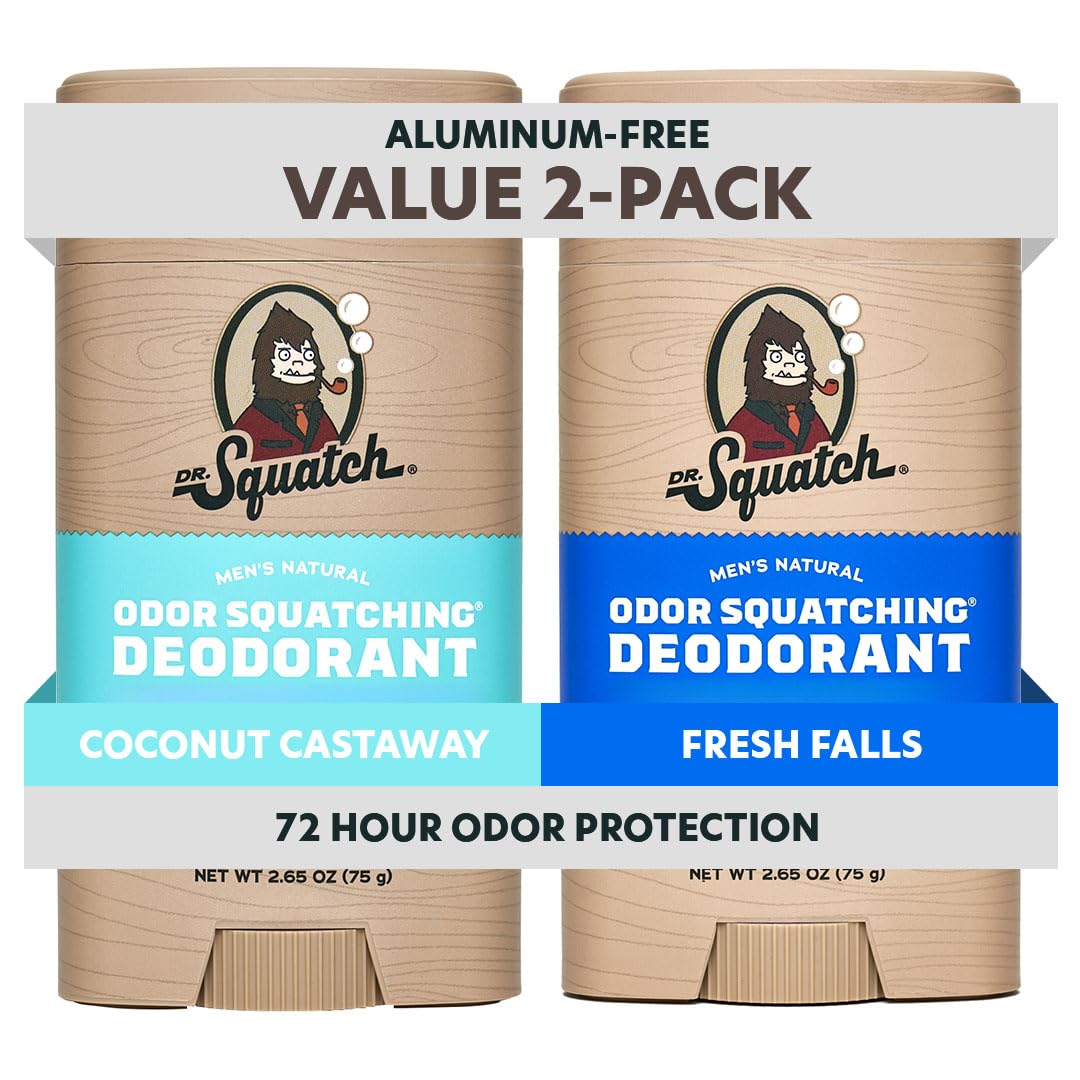 Dr. Squatch Natural Men’s Deodorant, Aluminum Free Deodorant Men (2-Pack)