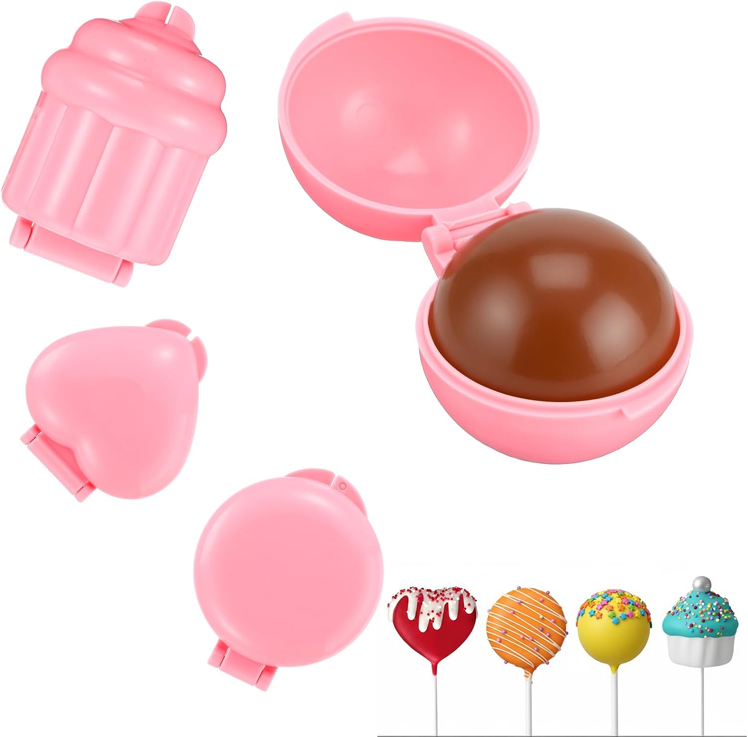 4pcs Cake Pop Mold Shapes Press Set 4 Shapes Cake Pop Cutter and Pusher