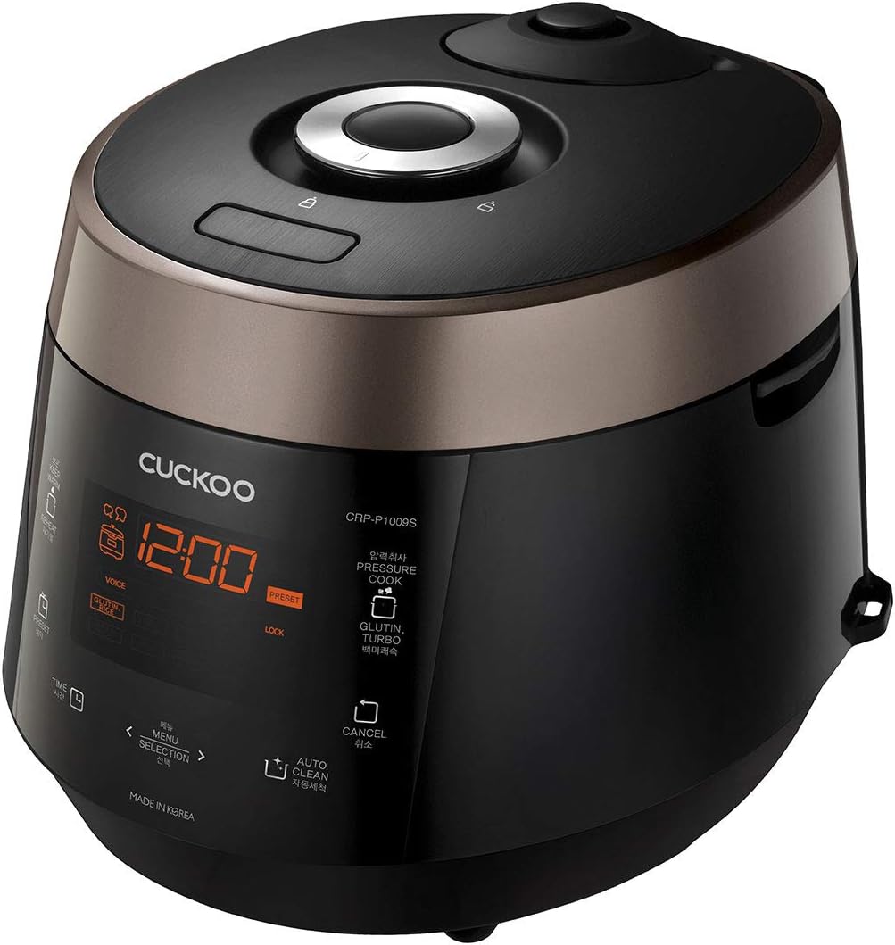 Cuckoo CRP-P1009S programmable pressure rice cooker, steam pressure, slow cooker, stainless steel - 1,8L - black