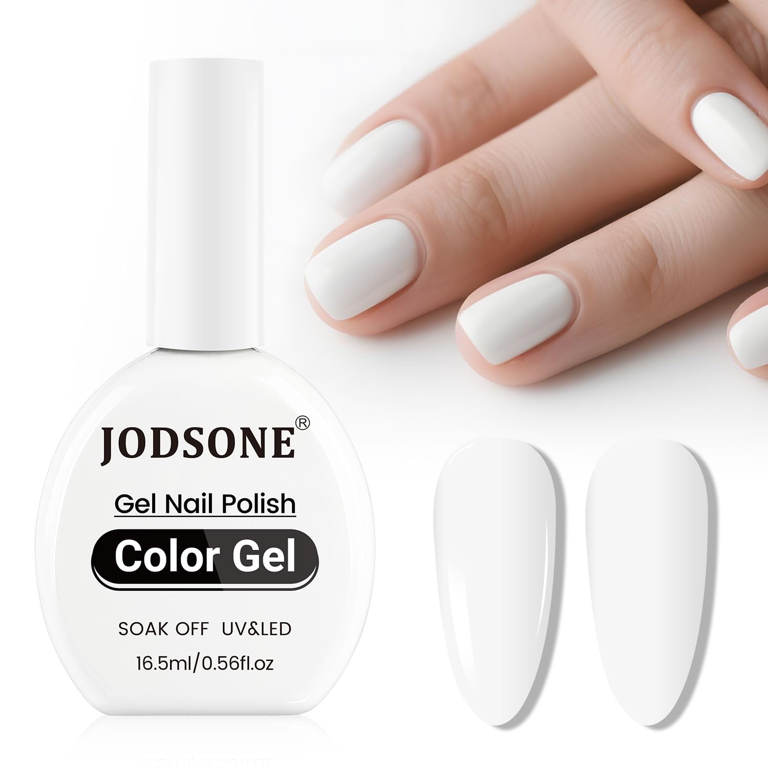 JODSONE No Wipe Gel Polish 16.5ml White Gel Nail Polish Same Color Same Bottle Simple Bright for nail art Girls Gift