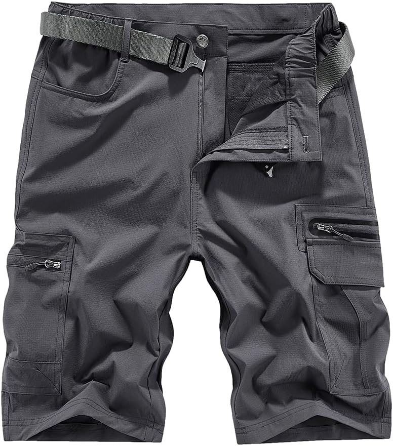 Quick Dry Hiking Shorts Men's Cargo Casual Outdoor 4-Way Stretchy Lightweight Summer Short with Multi Pockets 30-46 (No Belt)