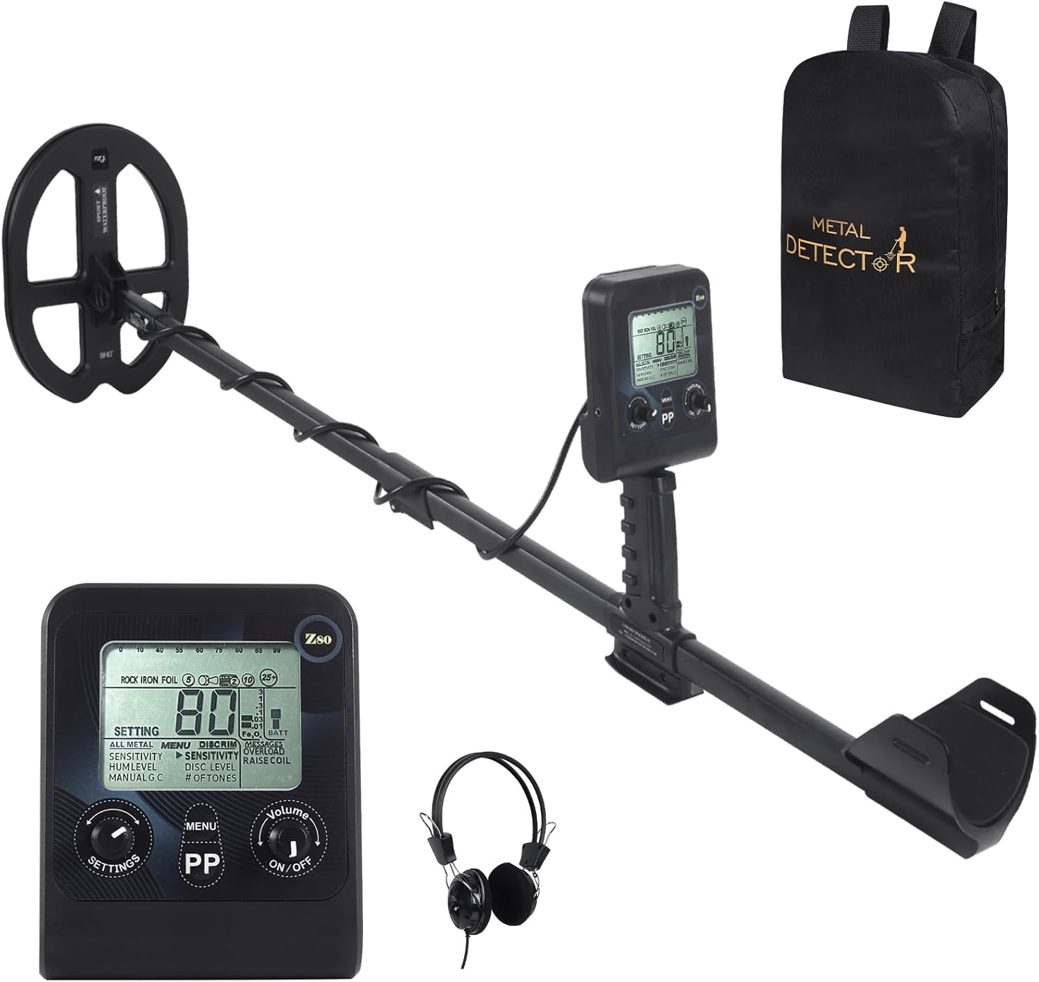 70" MAX Deep Depth Professional Metal Detector for Adults - High Frequency Professional Gold Detector with Adjustable Ground Balance,11" Dual-D Coil,IP68 Waterproof,Strong Anti-interference (Z80)