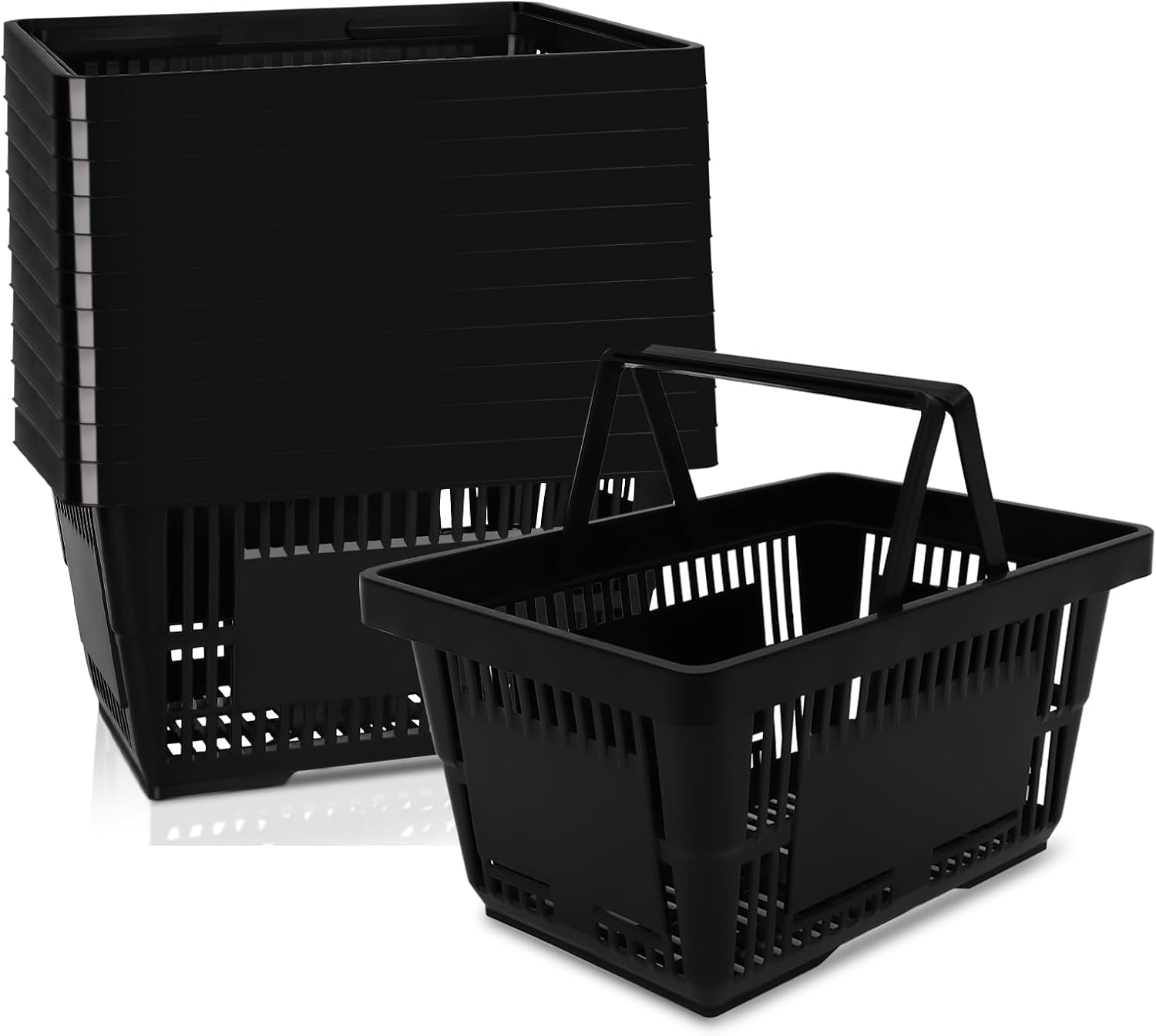 12PCS Shopping Baskets with Handles, 21L Durable Plastic Shopping Cart