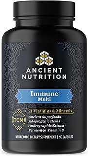 Ancient Nutrition Multivitamin for Immune Support, Immune, 21 Vitamins and Minerals with Vitamin D & C, Turmeric, Supports Immunity, Stress Relief and Heart Health, Keto Friendly, 90 Capsules