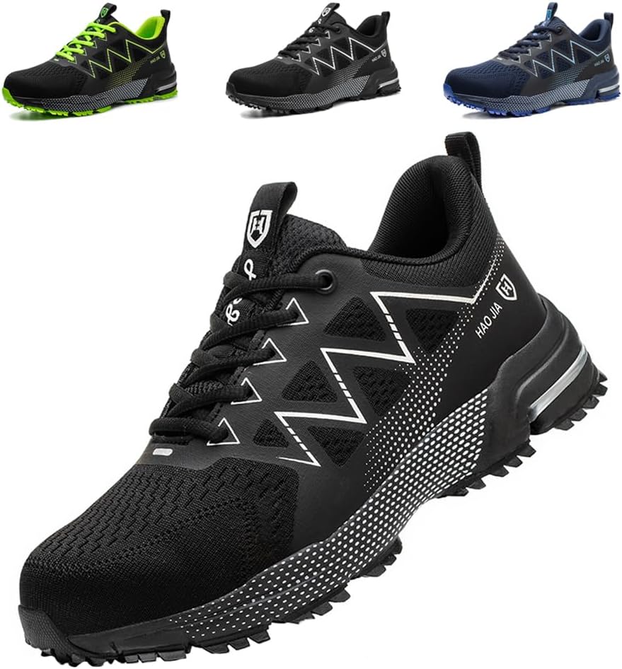 DRECAGE Safety Shoes Trainers Mens Steel Toe Trainers Work Safety Shoes Womens Lightweight Breathable Industrial Sneakers